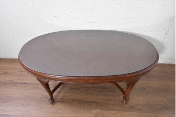 中古　美品　神戸洋家具　メープル不二屋　ガラス天板付きセンターテーブル　(R-090937)