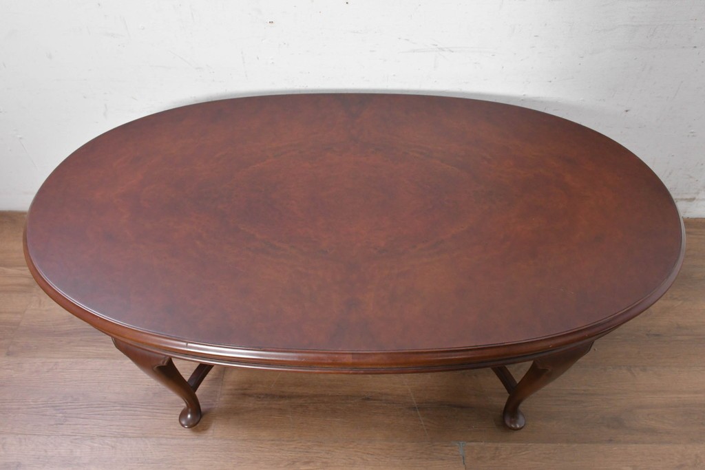 中古　美品　神戸洋家具　メープル不二屋　ガラス天板付きセンターテーブル　(R-090937)