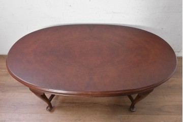 中古　美品　神戸洋家具　メープル不二屋　ガラス天板付きセンターテーブル　(R-090937)