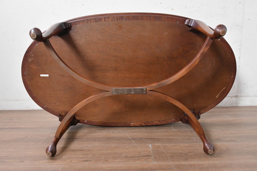 中古　美品　神戸洋家具　メープル不二屋　ガラス天板付きセンターテーブル　(R-090937)