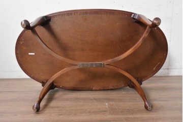 中古　美品　神戸洋家具　メープル不二屋　ガラス天板付きセンターテーブル　(R-090937)
