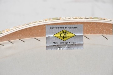 中古　イタリア高級家具　Mario Colciago&Figli(マリオ・コルチャゴ)　ロココ調　花柄の張地と繊細な装飾が華やかなダイニングチェア2脚セット　(R-090941)