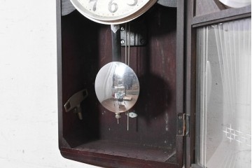 和製アンティーク　昭和初期から昭和中期　愛知時計電機(アイチ、AICHI)　ガラスのデザインが印象的な掛け時計　(R-090950)