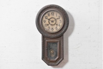 和製アンティーク　大正ロマン　丁寧に彫り込まれた彫刻入り掛け時計　(R-090954)