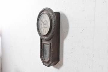 和製アンティーク　大正ロマン　丁寧に彫り込まれた彫刻入り掛け時計　(R-090954)