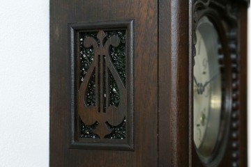 和製アンティーク　大正期　大正ロマン　TRADE(Z)MARK　側面色ガラス入りの掛け時計　(R-090955)