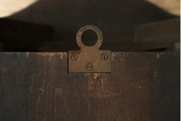 和製アンティーク　大正期　大正ロマン　TRADE(Z)MARK　側面色ガラス入りの掛け時計　(R-090955)