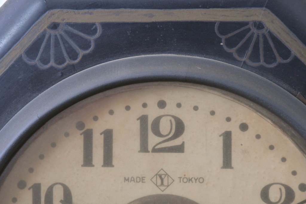 和製アンティーク　大正期　精工舎(SEIKOSHA、セイコー)　文字盤まわりのデザインがレトロな掛け時計　(R-090956)