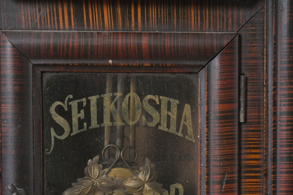 和製アンティーク　明治期から大正期　精工舎(SEIKOSHA、セイコー)　八角形のケースと木部の縞模様が趣深い掛け時計　(R-090957)