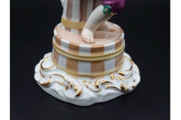 ドイツ製　Meissen(マイセン)　「笛を吹く少年像」を含む華やかなフィギュリン2点セット　(R-090961)