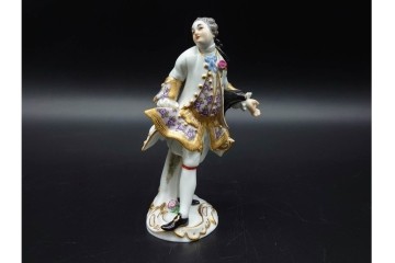 ドイツ製　Meissen(マイセン)　「笛を吹く少年像」を含む華やかなフィギュリン2点セット　(R-090961)