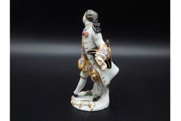 ドイツ製　Meissen(マイセン)　「笛を吹く少年像」を含む華やかなフィギュリン2点セット　(R-090961)