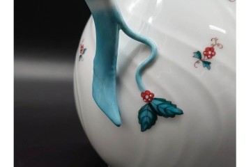 希少サイズ!　ハンガリー　HEREND(ヘレンド)　トゥッピーニの角笛　薔薇のつまみをあしらったコーヒーポット　(R-090962)