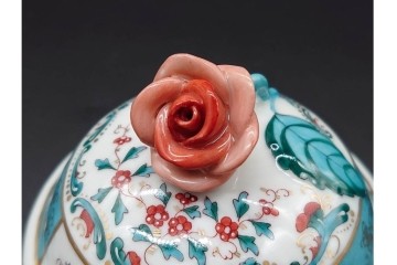希少サイズ!　ハンガリー　HEREND(ヘレンド)　トゥッピーニの角笛　薔薇のつまみをあしらったコーヒーポット　(R-090962)