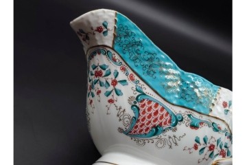 希少!　ハンガリー　HEREND(ヘレンド)　トゥッピーニの角笛　華やかなソースボート　(R-090964)