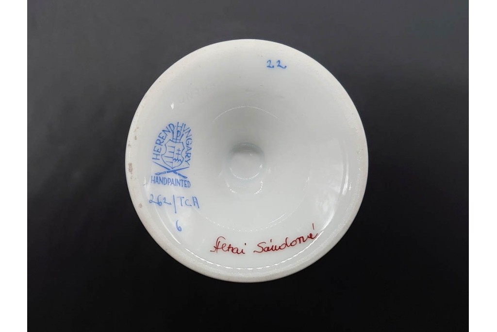 希少!　ハンガリー　HEREND(ヘレンド)　トゥッピーニの角笛　上品なエッグスタンド6点セット　(R-090965)