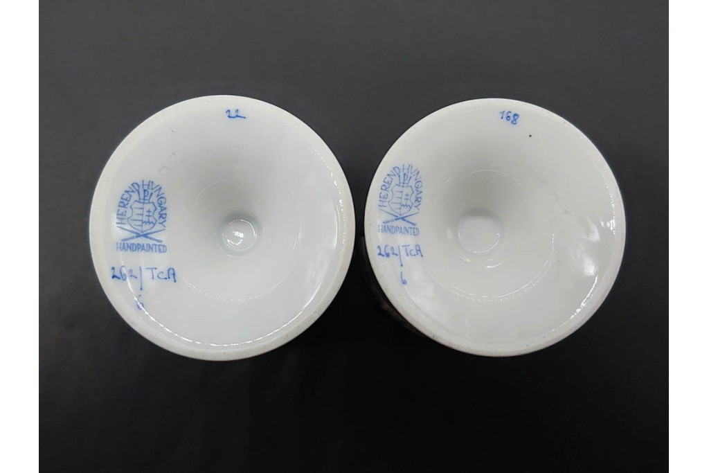 希少!　ハンガリー　HEREND(ヘレンド)　トゥッピーニの角笛　上品なエッグスタンド6点セット　(R-090965)