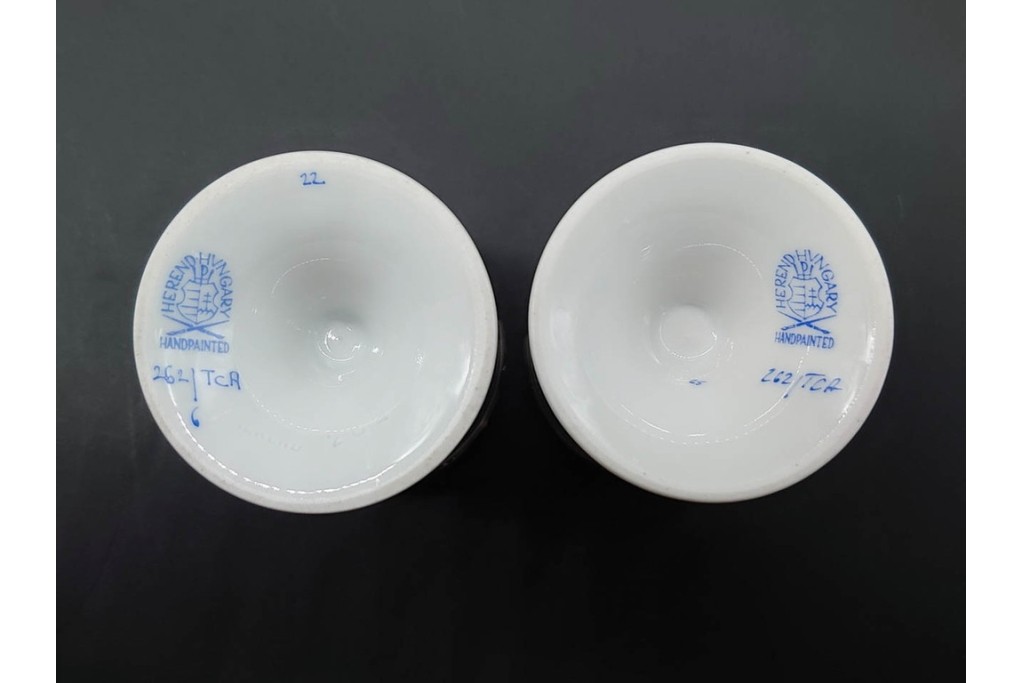 希少!　ハンガリー　HEREND(ヘレンド)　トゥッピーニの角笛　上品なエッグスタンド6点セット　(R-090965)