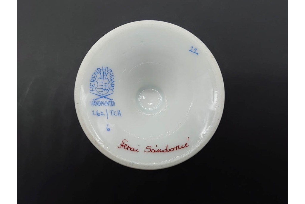 希少!　ハンガリー　HEREND(ヘレンド)　トゥッピーニの角笛　上品なエッグスタンド6点セット　(R-090965)