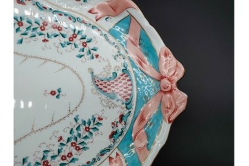 希少!　ハンガリー　HEREND(ヘレンド)　トゥッピーニの角笛　上品なリボン付トレイ　(R-090968)