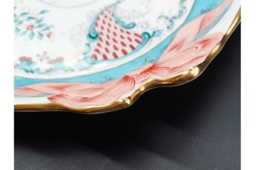 希少!　ハンガリー　HEREND(ヘレンド)　トゥッピーニの角笛　上品なリボン付トレイ　(R-090968)