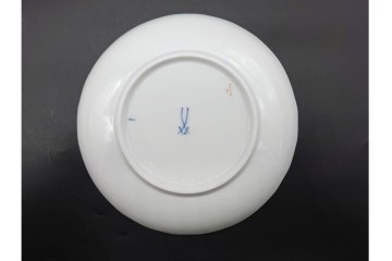 希少!　ドイツ製　Meissen(マイセン)　フラワーブーケ　五つ花デザイン　ダブルハンドルのカップ&ソーサー3客セット　(R-090973)