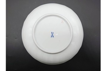 希少!　ドイツ製　Meissen(マイセン)　フラワーブーケ　五つ花デザイン　ダブルハンドルのカップ&ソーサー3客セット　(R-090973)