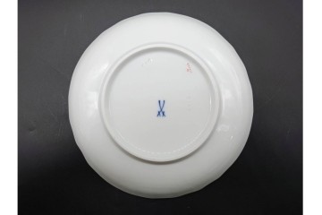 希少!　ドイツ製　Meissen(マイセン)　フラワーブーケ　五つ花デザイン　ダブルハンドルのカップ&ソーサー3客セット　(R-090973)