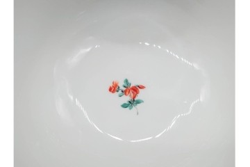 希少!　ドイツ製　Meissen(マイセン)　フラワーブーケ　五つ花デザイン　ダブルハンドルのカップ&ソーサー3客セット　(R-090974)