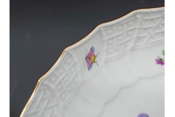 希少!　ドイツ製　Meissen(マイセン)　フラワーブーケ　五つ花デザイン　ダブルハンドルのカップ&ソーサー3客セット　(R-090974)