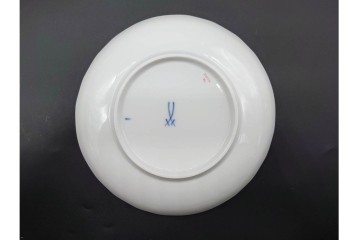 希少!　ドイツ製　Meissen(マイセン)　フラワーブーケ　五つ花デザイン　ダブルハンドルのカップ&ソーサー3客セット　(R-090974)