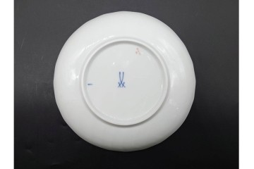 希少!　ドイツ製　Meissen(マイセン)　フラワーブーケ　五つ花デザイン　ダブルハンドルのカップ&ソーサー3客セット　(R-090974)