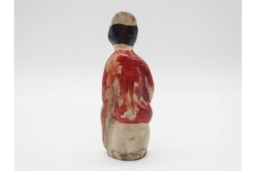中国　古玩　清代・金代から元代　童子の粉彩磁器人形と磁州窯の宋赤絵人形　古雅な趣を感じる陶器製置物2点セット　(R-090980)