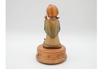 イタリア　ANRI(アンリ)　REUGE(リュージュ)製ムーブメント　「Talk to the Animals」　少女と動物が愛らしい木彫りのオルゴール　(R-090984)