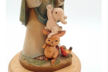 イタリア　ANRI(アンリ)　REUGE(リュージュ)製ムーブメント　「Talk to the Animals」　少女と動物が愛らしい木彫りのオルゴール　(R-090984)