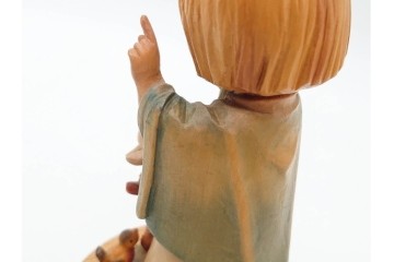 イタリア　ANRI(アンリ)　REUGE(リュージュ)製ムーブメント　「Talk to the Animals」　少女と動物が愛らしい木彫りのオルゴール　(R-090984)