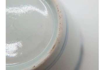 江戸期　古伊万里　染付　幾何学文が粋なそば猪口5点セット　(R-090988)