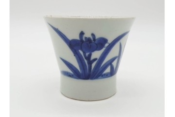 江戸期　古伊万里　染付　菖蒲文がのびやかに描かれたそば猪口5点セット　(R-090991)