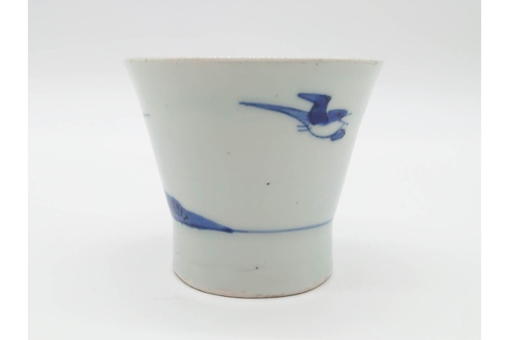 江戸期　古伊万里　染付　菖蒲文がのびやかに描かれたそば猪口5点セット　(R-090991)