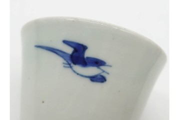 江戸期　古伊万里　染付　菖蒲文がのびやかに描かれたそば猪口5点セット　(R-090991)