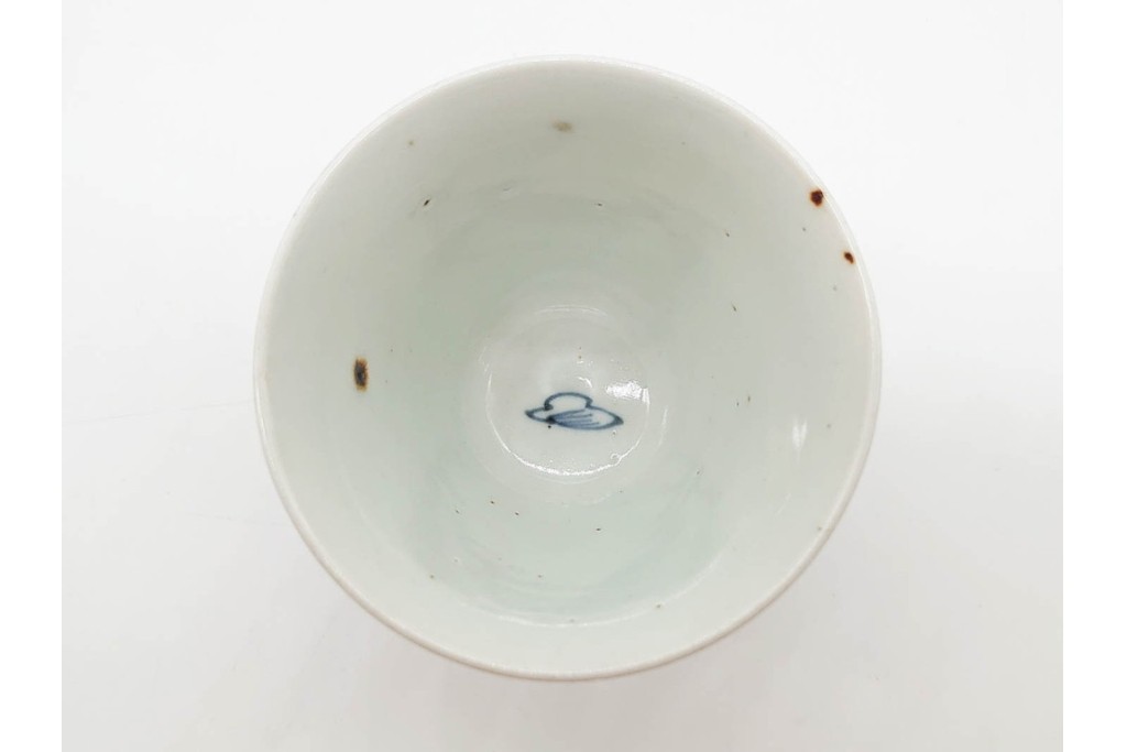 江戸期　古伊万里　染付　菖蒲文がのびやかに描かれたそば猪口5点セット　(R-090991)