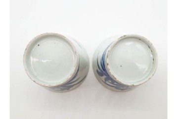 江戸期　古伊万里　染付　菖蒲文がのびやかに描かれたそば猪口5点セット　(R-090991)