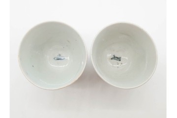 江戸期　古伊万里　染付　菖蒲文がのびやかに描かれたそば猪口5点セット　(R-090991)