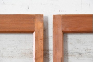 ヴィンテージ建具　昭和初期から昭和中期　大正ロマンデザイン　変わり格子とモールガラスが特徴のガラス戸2枚セット　(R-091010)