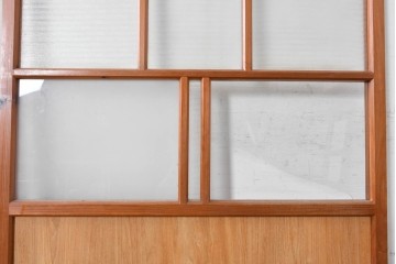 ヴィンテージ建具　昭和初期から昭和中期　大正ロマンデザイン　変わり格子とモールガラスが特徴のガラス戸2枚セット　(R-091010)