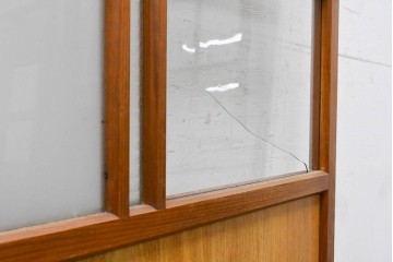ヴィンテージ建具　昭和初期から昭和中期　大正ロマンデザイン　変わり格子とモールガラスが特徴のガラス戸2枚セット　(R-091010)