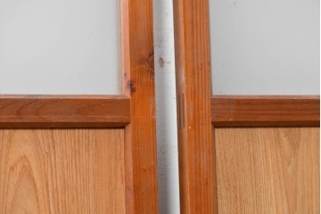 ヴィンテージ建具　昭和初期から昭和中期　大正ロマンデザイン　変わり格子とモールガラスが特徴のガラス戸2枚セット　(R-091010)