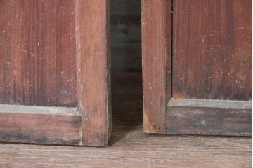 ヴィンテージ建具　昭和中期　マス目格子と腰板を組み合わせたガラス戸2枚セット　(R-091011)