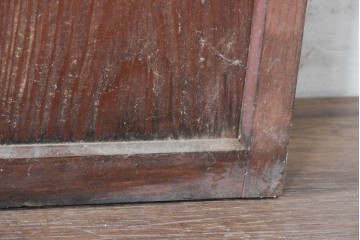 ヴィンテージ建具　昭和中期　マス目格子と腰板を組み合わせたガラス戸2枚セット　(R-091011)