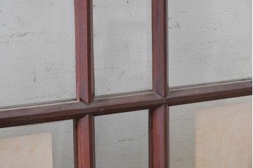 ヴィンテージ建具　昭和初期から昭和中期　マス目格子と腰板を組み合わせたシンプルなガラス戸2枚セット　(R-091012)